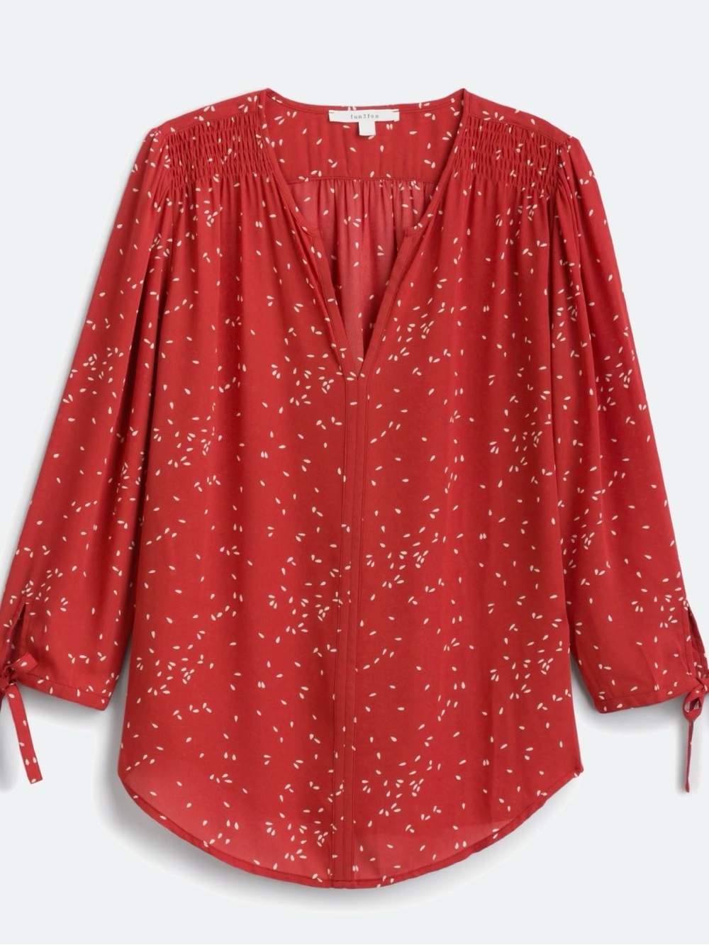 Monday Fun Women’s Tie-Sleeve Blouse, Burnt Orange, XL - Picture 1 of 5